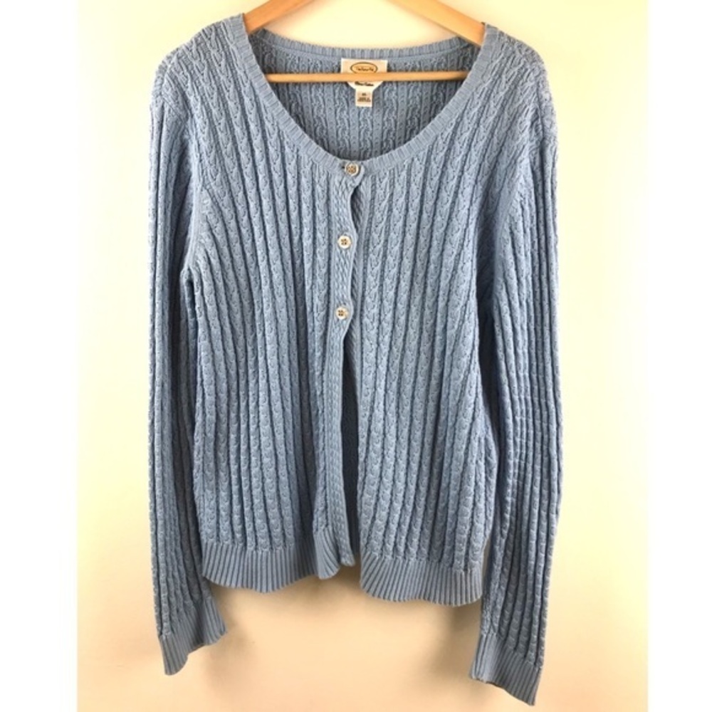 Talbots Light Blue Cable Knit Cardigan